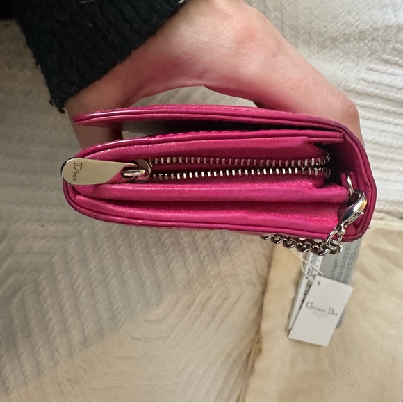 Patent Cannage Lady Dior Rendezvous Wallet On Chain Fuchsia full set - Picture 14 of 15